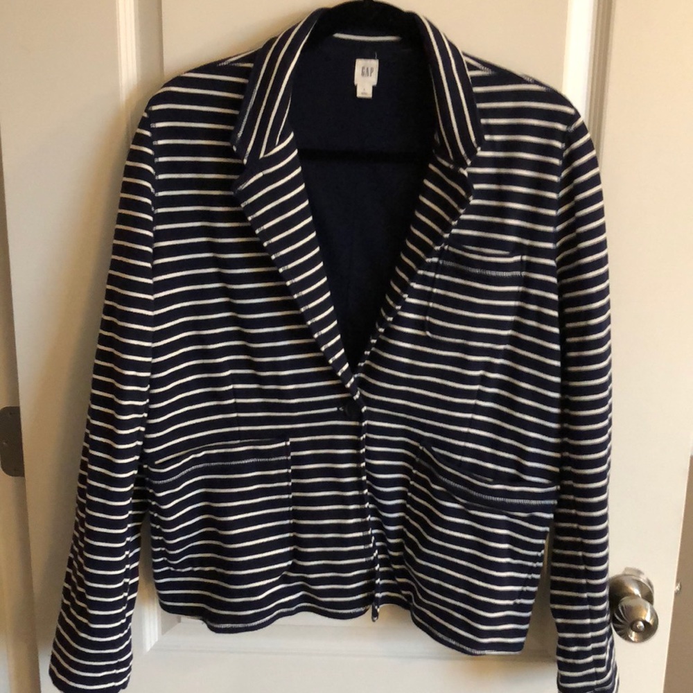 Gap Knit Blazer - size L. Navy/white striped